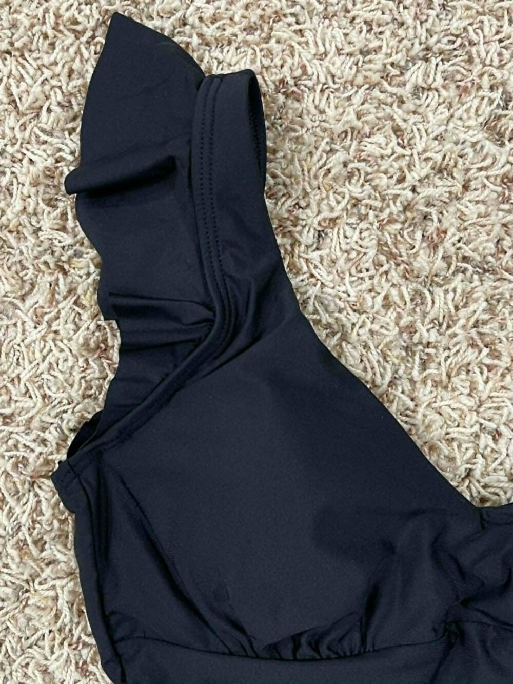 DKNY Women's Ruffle Sleeve One-Piece Swimsuit Black, Size Medium (New) - Picture 5 of 13